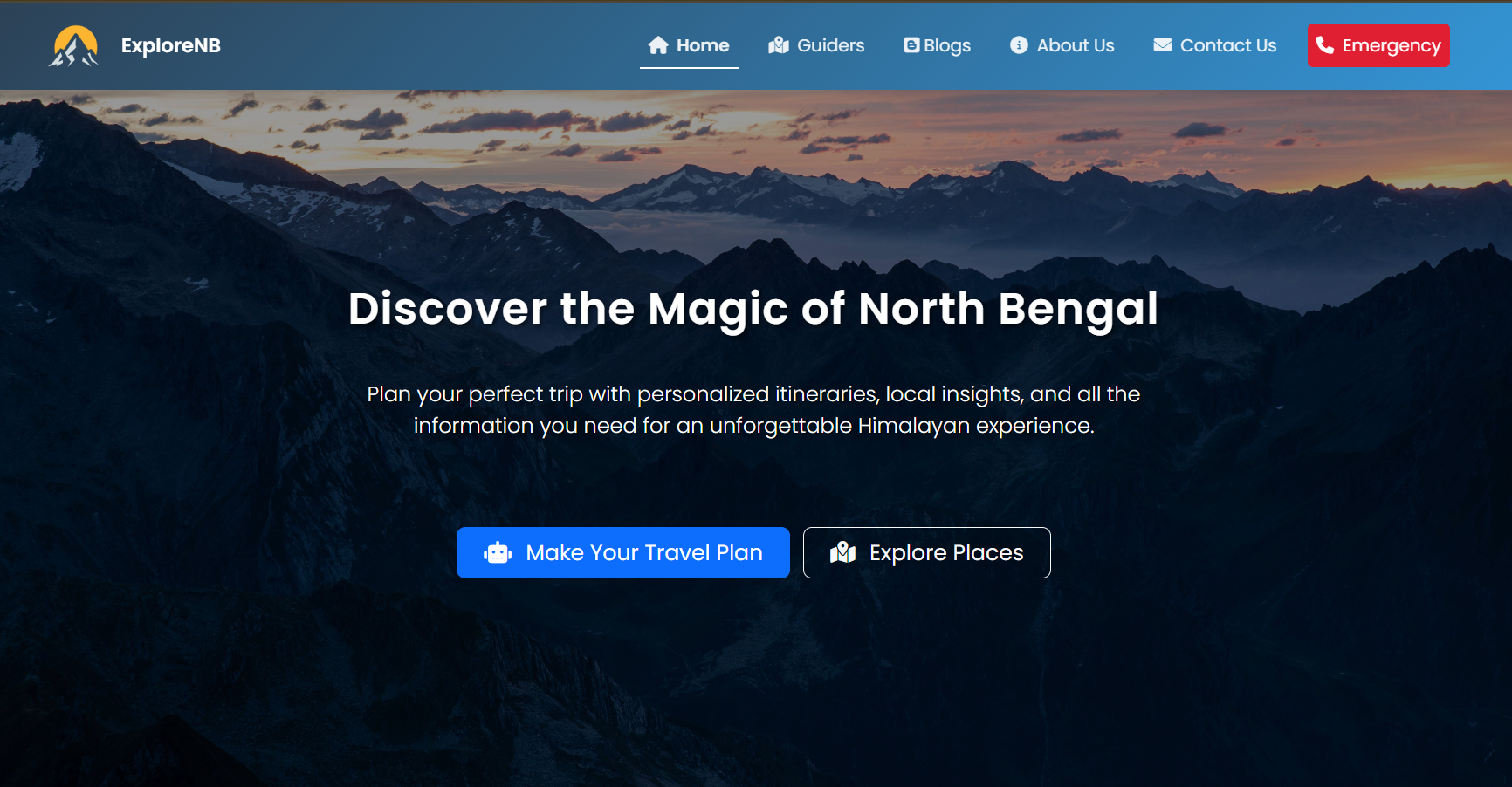 A webpage for Explore North Bengal